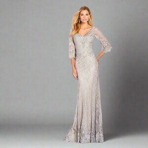 Cameron Blake gray lace dress, size 6, NEW WITH TAGS!